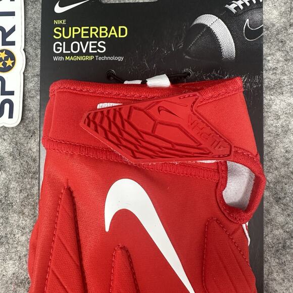 Nike Superbad 5.0 Padded Football Gloves Adult XL Red White NFL